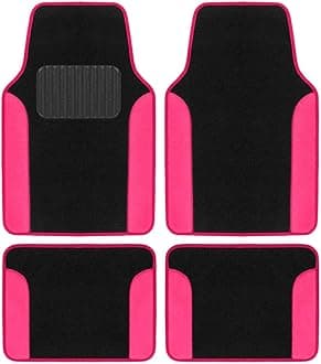 BDK Hot Pink Carpet - Two-Tone Faux Leather Automotive Floor Mats, Included Anti-Slip Features and Built-in Heel Pad, Stylish Floor Mats for Cars Truck Van SUV