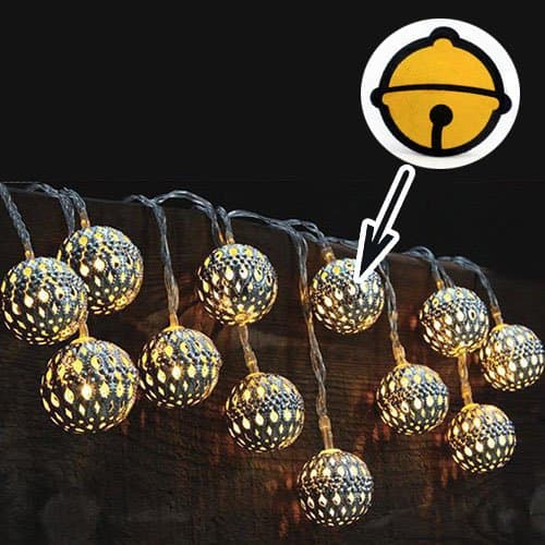 13.12ft (4m) Battery Operated Silver Moroccan Orb LED Fairy Lights with 40 Warm White Leds and Bells, Ambiance Lighting, Great for Party, Home Decor (13.12ft (4m))