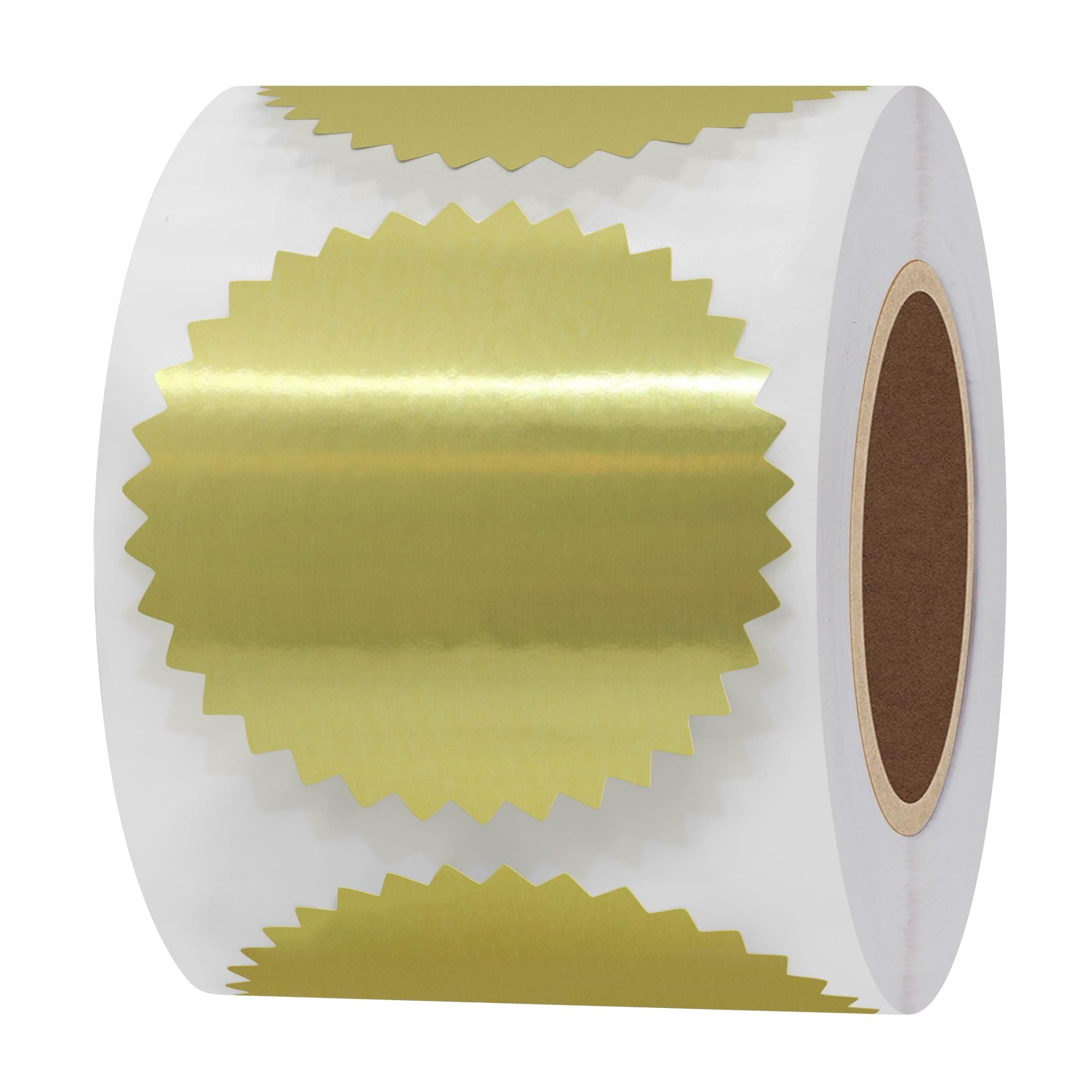 Hybsk 300pcs 2 inch Bright Gold Metallic Certificate Sealing Labels with Serrated Edge Awards Legal Embossing Stickers (Bright Gold)