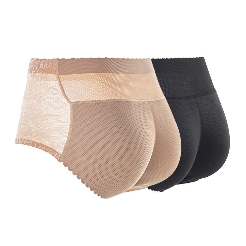 CUGBO2 Pack Hip Enhancer Butt Lifted Underwear Seamless Fake Padded Briefs Shapewear Pantie Body Shorts for Women Ladies