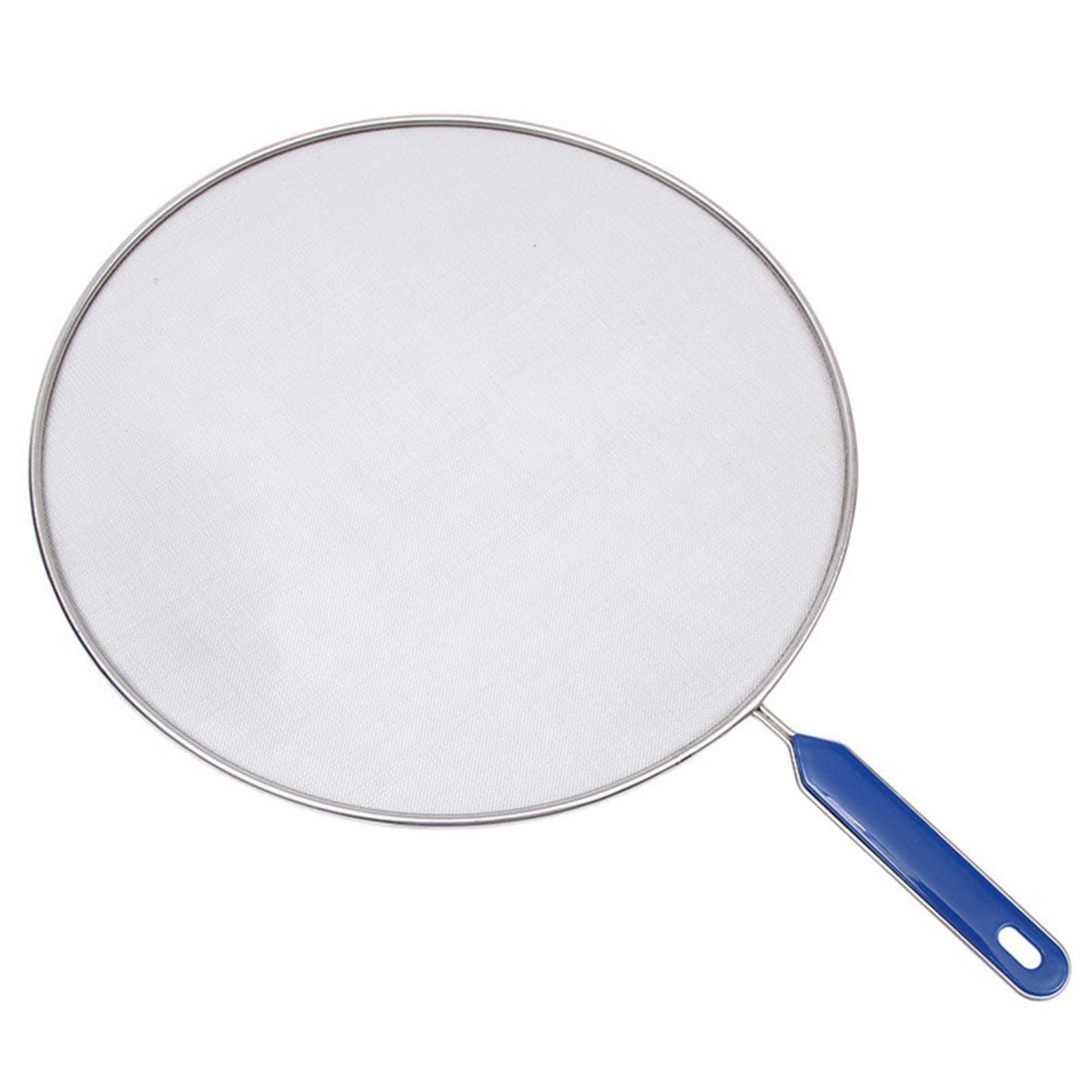 Stainless Steel Splatter Guard Large Frying Pan Splash Guard Splatter Screen With Handle With Blue ABS Handle Anti-splatter Grease-proof