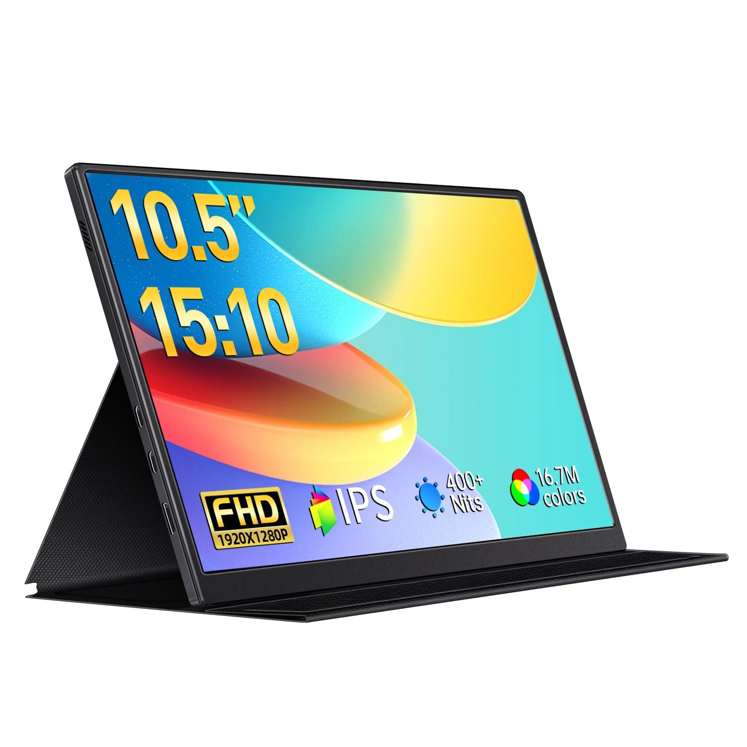 Small Portable Monitor 10.5" 400 Nits 15:10 FHD 1280P IPS Screen, Ultra-Slim Mini Monitor w/Smart Cover & Speaker, USB C HDMI HDR Portable Gaming Monitor, Travel Monitor for Laptop Xbox Switch