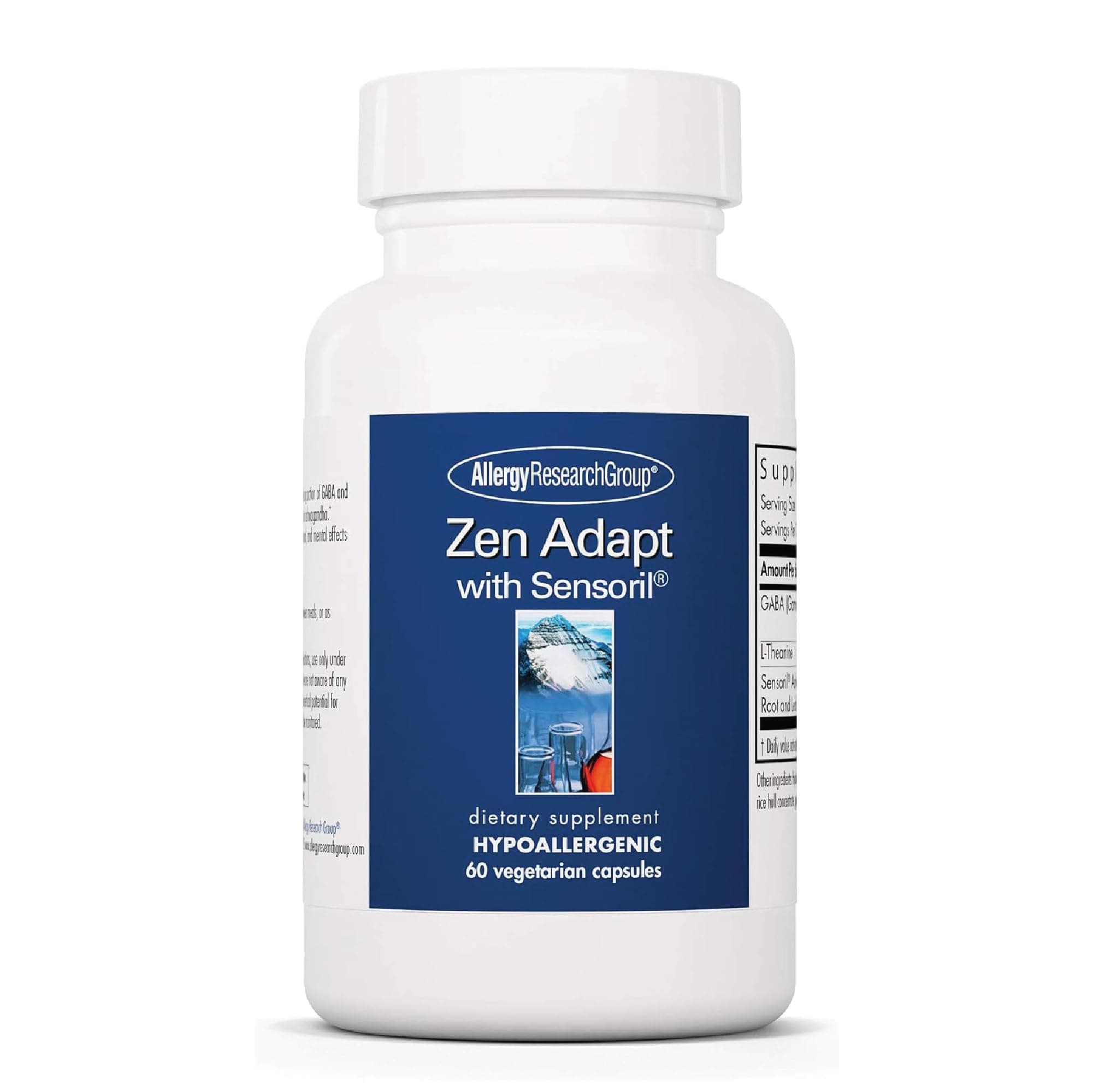 Allergy Research Group Zen Adapt Supplement - Stress Support Blend, Sensoril Ashwagandha, GABA, L-Theanine, Hypoallergenic, Vegetarian Capsules - 60 Count