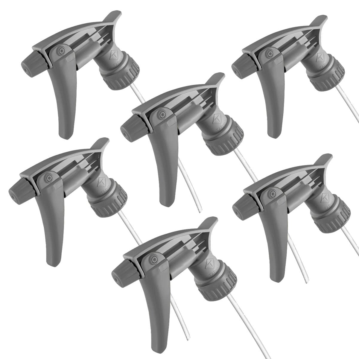 HI-TECH Chemical Resistant Sprayers – Heavy Duty Trigger Spray Heads with Viton Seals – Fits 28/400 Bottles, 9 ¼” Tube, 1.4mL High Output, Adjustable Nozzle – for Harsh Cleaners & Detailing (6 Pack)