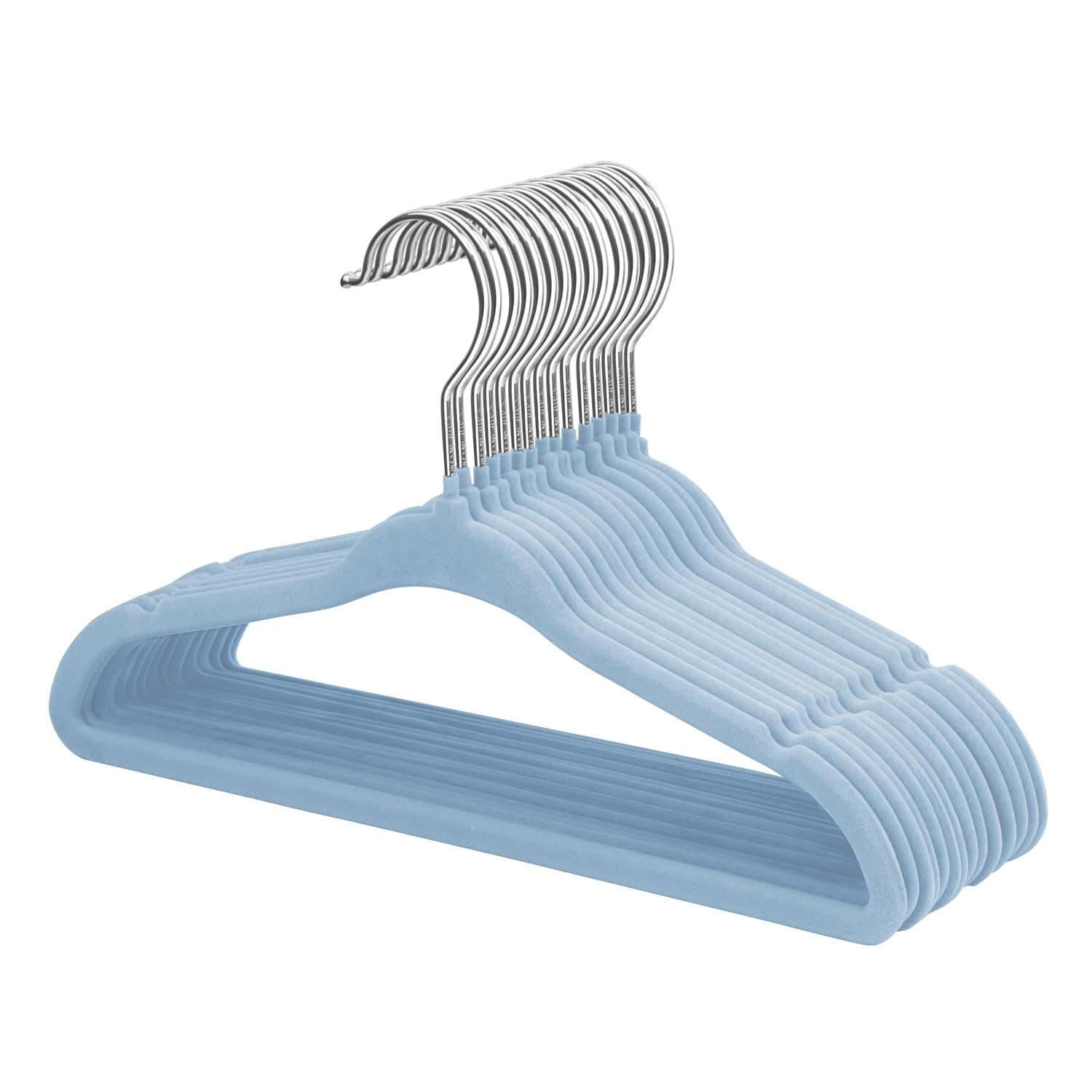 ManGotree Baby Velvet Hangers, Infant and Toddler Hanger, Non-Slip Children Hangers, Ultra-Slim Space Saving Kids Hanger, Sturdy Clothes Hanger 15 Pack (Blue)