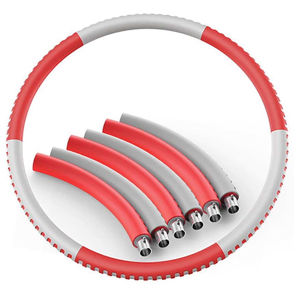 HANXIAODONG Fitness Hula Hoop Hula Hoop Adult Weight Loss Ring Abdomen Aggravated Removable Thin Body Ring Weighted Hula Hoops for Adults (Color : Red+Gray, Size : 88cm)