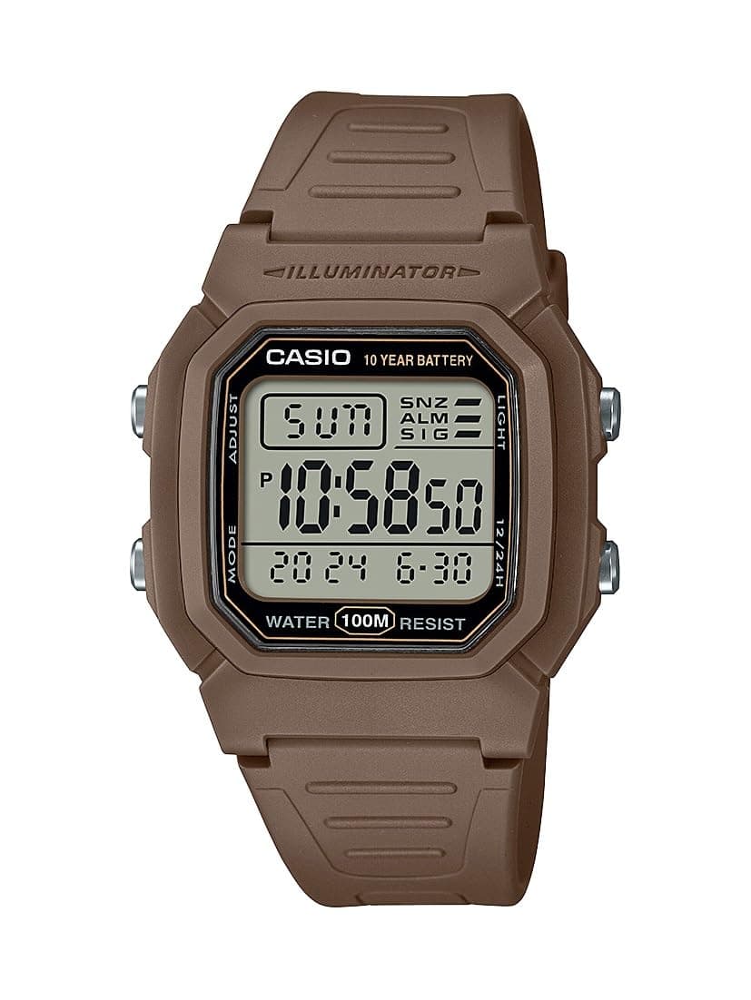 Casio W800HG Series | Men's Digital Watch | 100 Meter Water Resistant | Multifunction Alarm | 100SEC Stopwatch | Auto Calendar | Countdown Timer | LED Light | Dual Time | 10 Year Battery, Beige, Sport