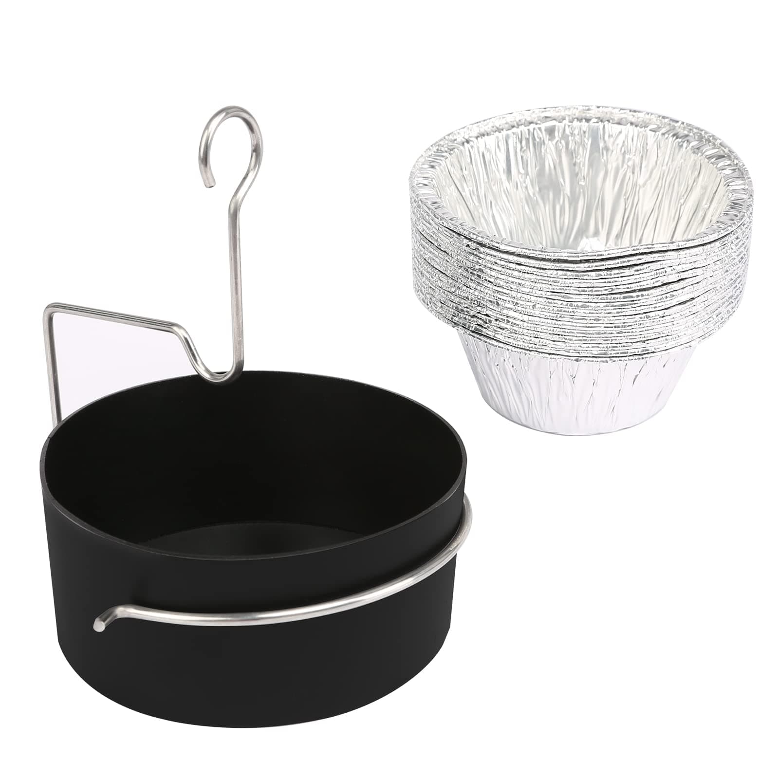 Uniflasy Grill Grease Tray Cup and Grease Clip fits CharBroil/Kenmore Gas Grill, Grease Tray with Aluminum Foil Liner (15Pack), Grease Catch Cup for Masterbuilt 30" & 40", Kenmore and More Grills