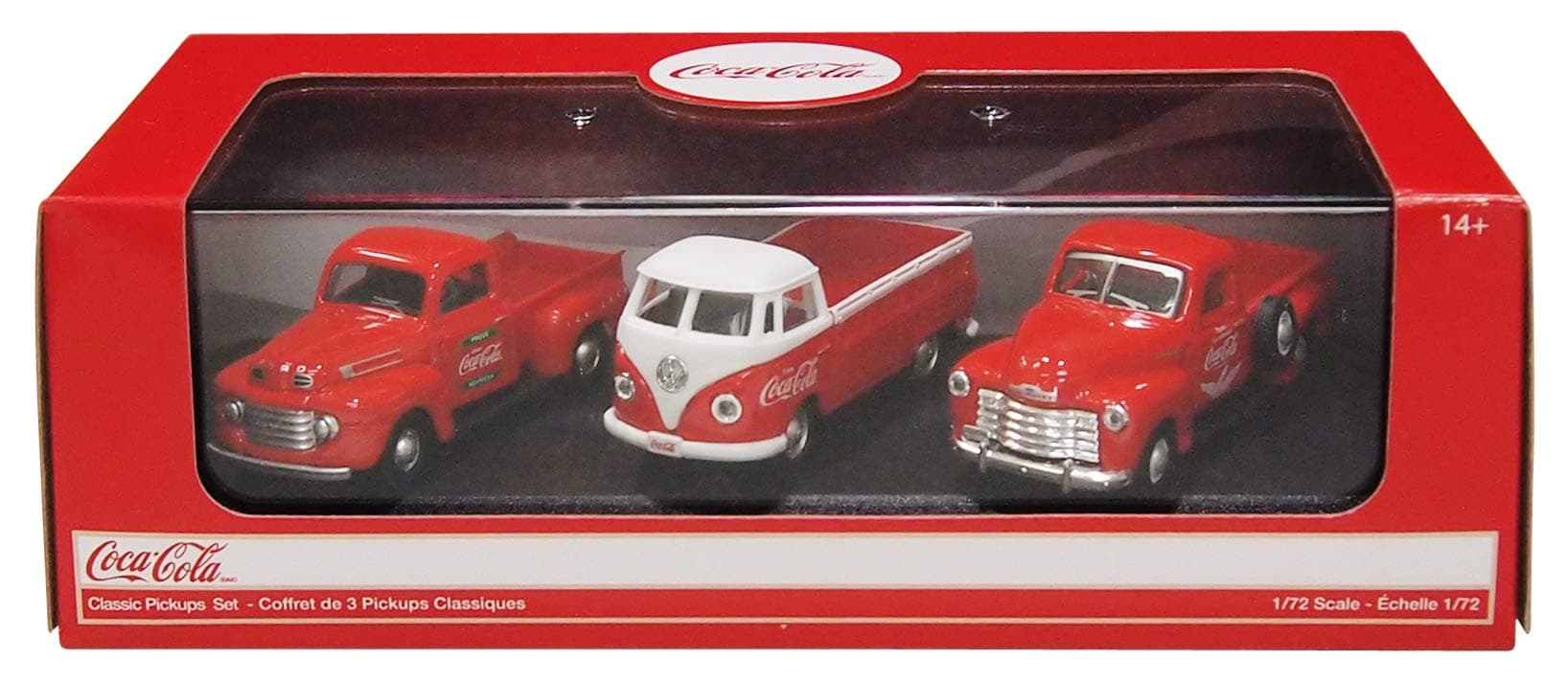 Coca-Cola 1/72 Classic Pickups Set (1948 Ford F1 Pickup, 1962 Volkswagen T1 Pickup & 1953 Chevrolet 3100 Pickup)