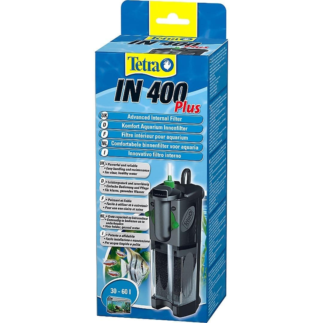 Tetra IN 400 plus Aquarium Internal Filter - Filter for Clear and Healthy Water, Mechanical, Biological and Chemical Filtering, Suitable for Aquariums with 30 to 60 Litres