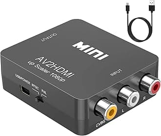 ABLEWE RCA to HDMI,AV to HDMI Converter, 1080P Mini RCA Composite CVBS Video Audio Converter Adapter Supporting PAL/NTSC for TV/PC/ PS3/ STB/Xbox VHS/VCR/Blue-Ray DVD Players, Grey