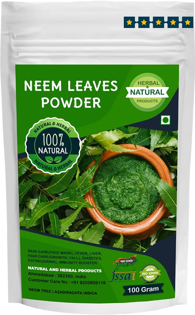 Neem Leaves Powder | Neem Tree | Azadirachta Indica For Skin Care(Face Mask, Evens Skin Tone), Hair Care, Eating(Drink), Fever, Diabetes, Liver and Immunity Booster - 100 Gram