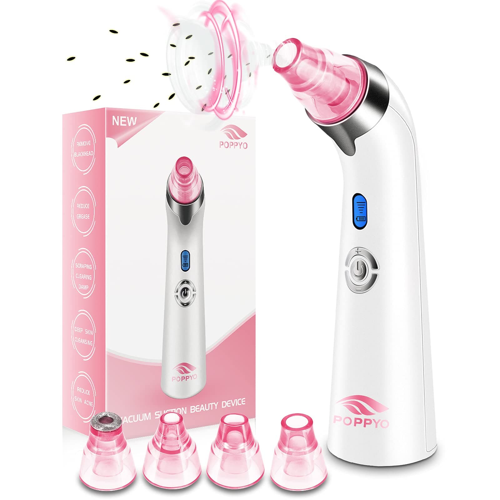 Blackhead Remover Pore Vacuum Electric Blackhead Extractor Tool Comedo Removal Suction Beauty Device for Women（Pink)