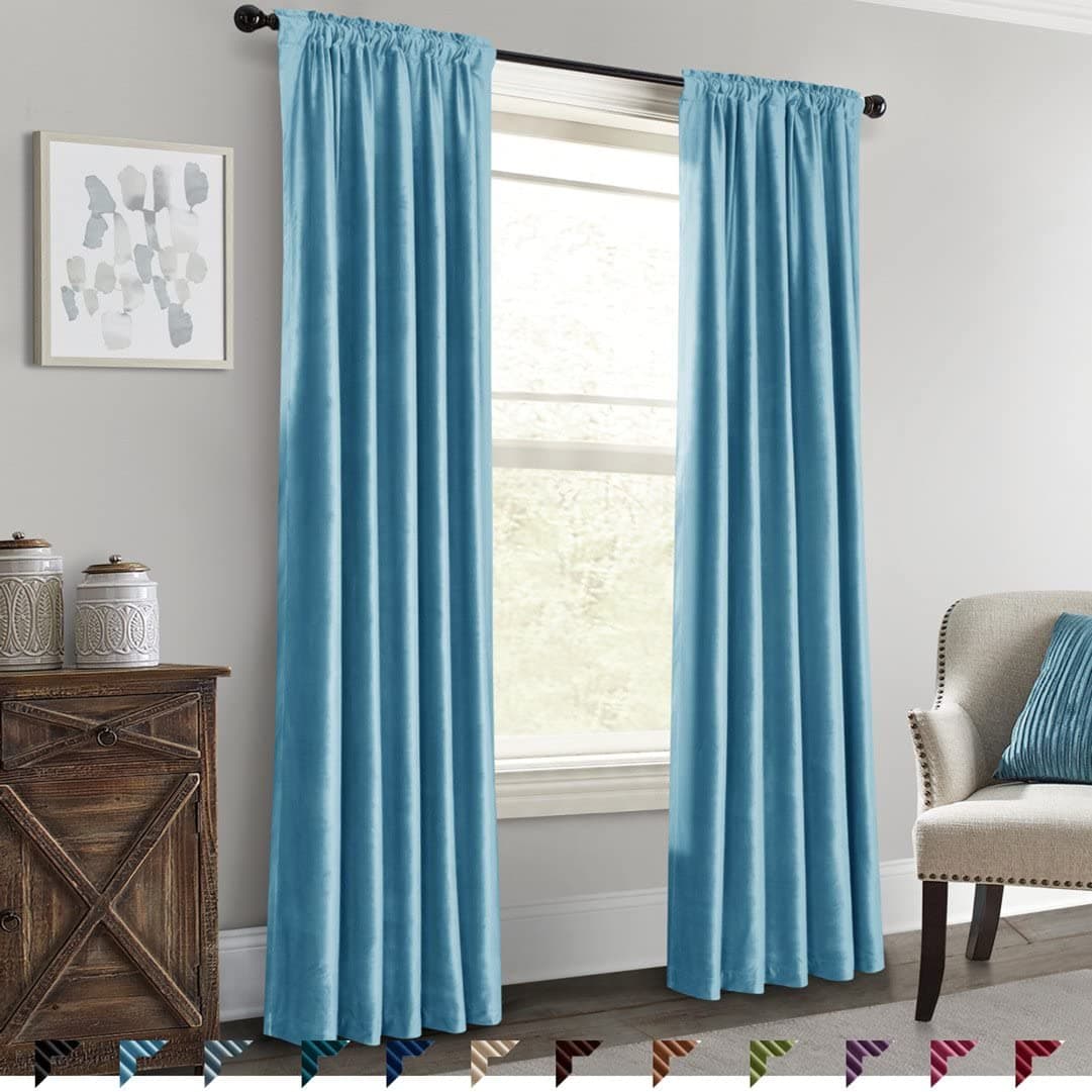 Royhom Multi Size & Color 50" W x 120" L Luxury Velvet Curtain Heavy Duty Soild Curtain 90% Blcakout Curtain for Living Room/Bedroom, Back Tab/Set of One Panel