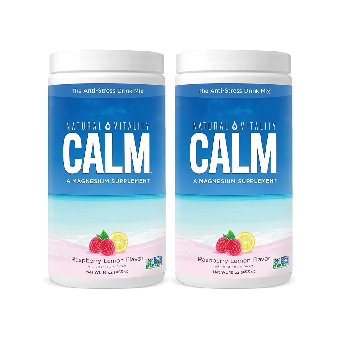Natural Vitality Calm Magnesium Citrate Supplement, Anti-Stress Magnesium Supplement Drink Mix Powder- Raspberry Lemon, Vegan, Gluten Free and Non-GMO (Package May Vary), 16 oz Pack of 2