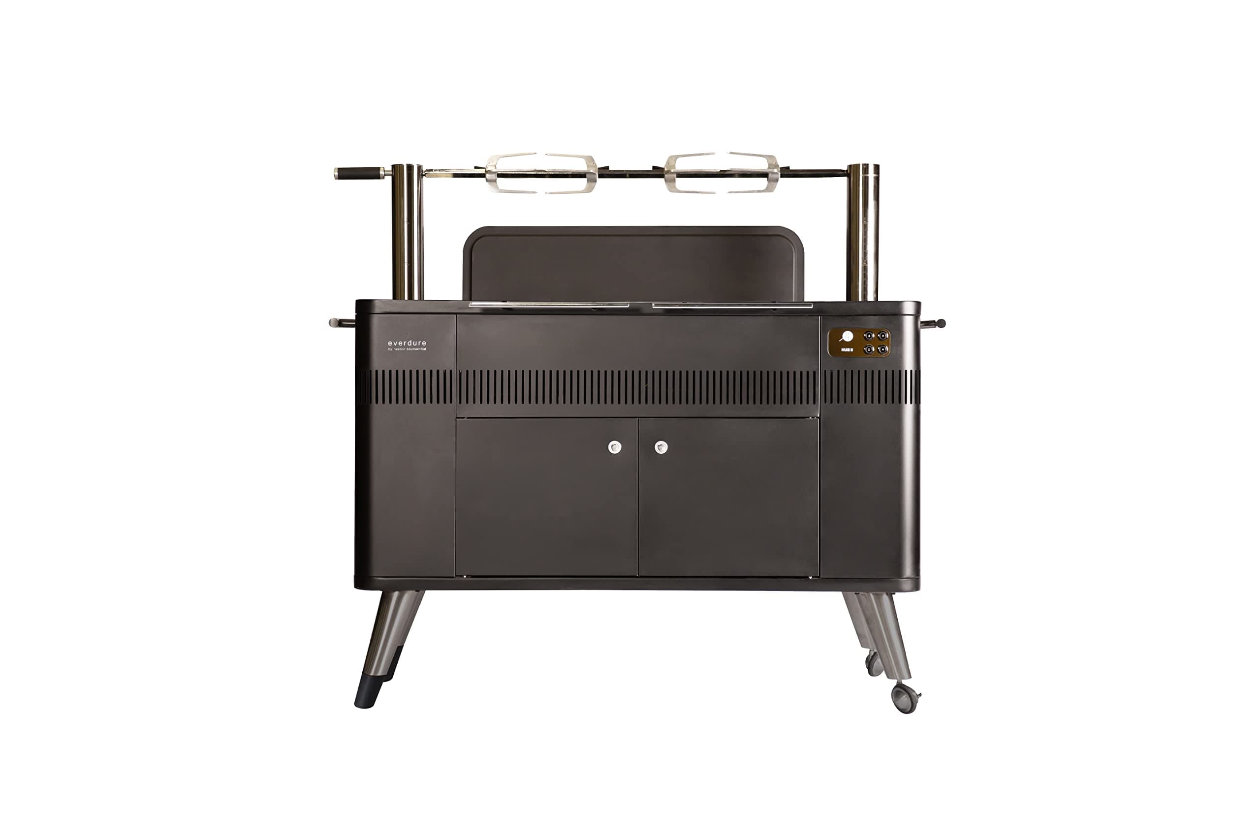 HUB II 54-Inch Charcoal Grill with Patented Built-in Rotisserie System & Quick Electric Ignition, Outdoor BBQ Grill, Electric Starter, Adjustable Height, Easy Clean-Up