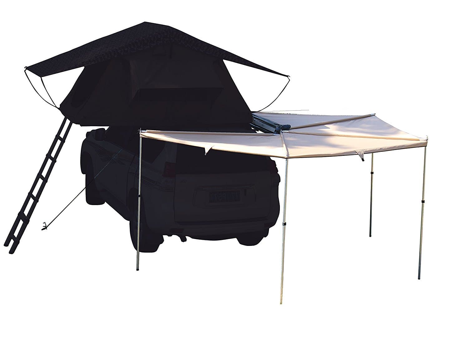 Hasika All-weather Car Awning Side Rooftop Tent Sun Shelter Designed for Vehicle with Roof Rack- Radius 8.2 ft,Khaki