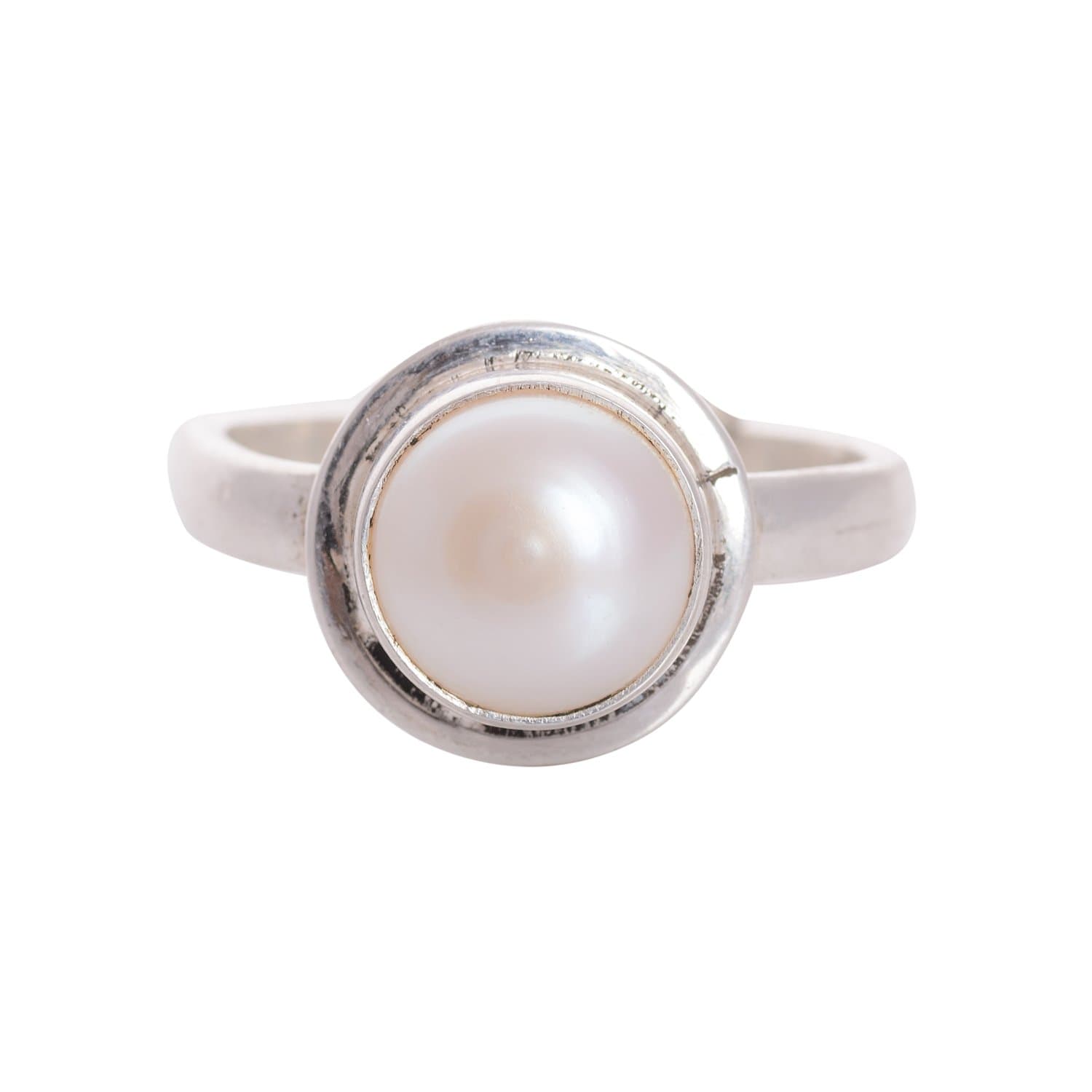 Shiv Ram Jyotish KendraNatural Freshwater Pearl Stone 925 Sterling Silver Adjustable Ring For Women & Men Certified Energized Real Moti Ring 5ct. to 20ct.