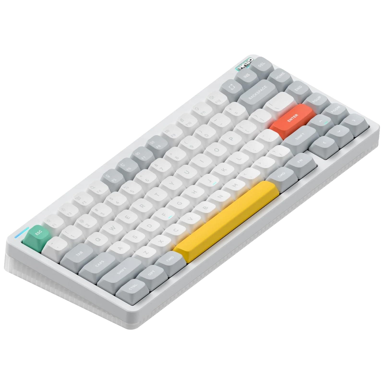 Halo75 V2 Mechancial Gaming Kyeboard,75% Wireless Hot Swappable Bluetooth Keyboard,83 Kyes RGB Backlit Keyboard,Support Bluetooth/2.4GHz/USB-C (White, Raspberry (46gf))