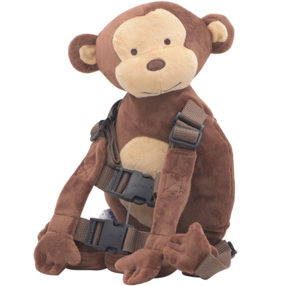 Berhapy 2 in 1 Monkey Toddler Safety Harness Backpack Children's Walking Leash StrapBrown