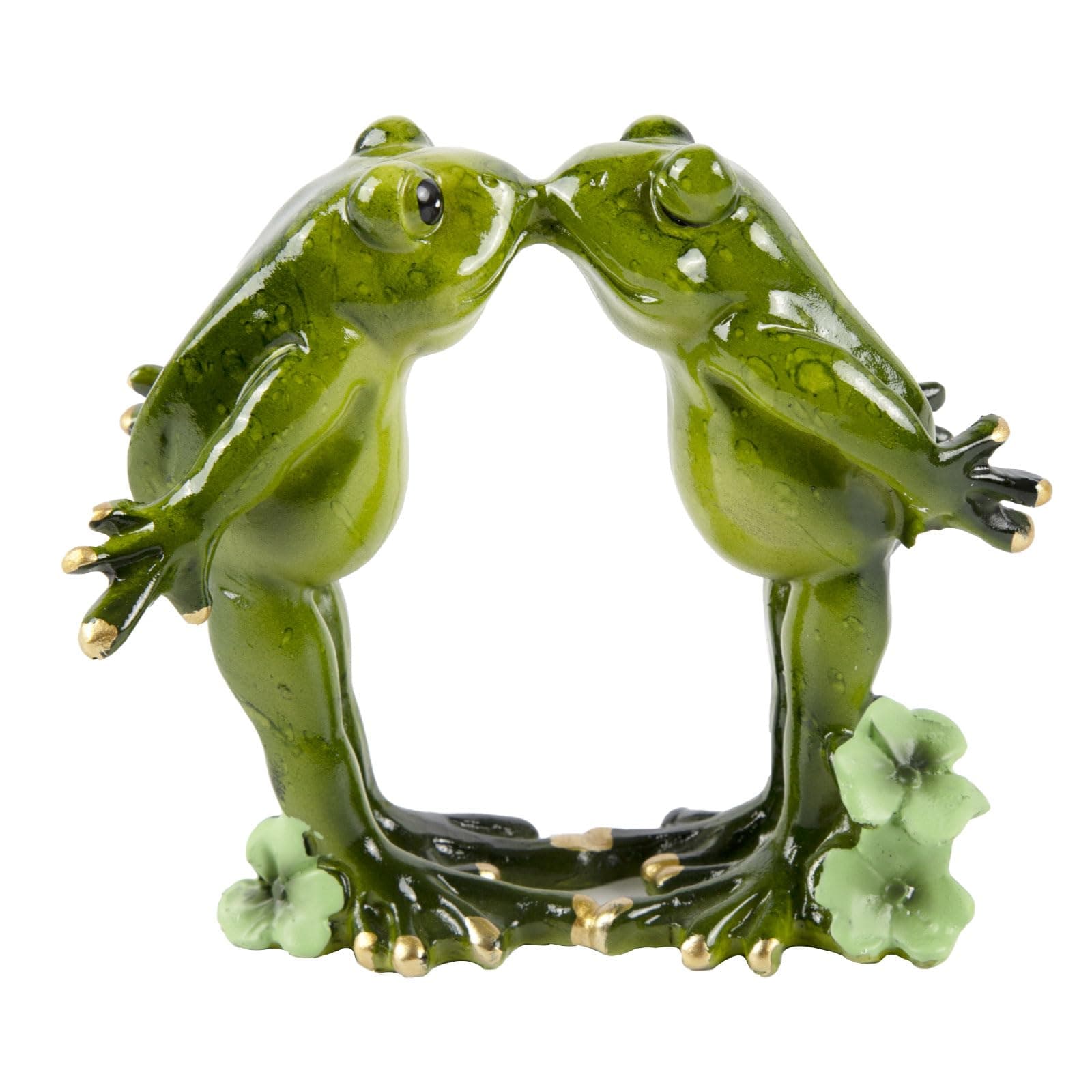 SAISHUO Kissing Frog Couple Figurine Romantic - 1 Set Frog Statues Unique Animal Tabletop Shelf Decoration for Home Garden Patio and Office