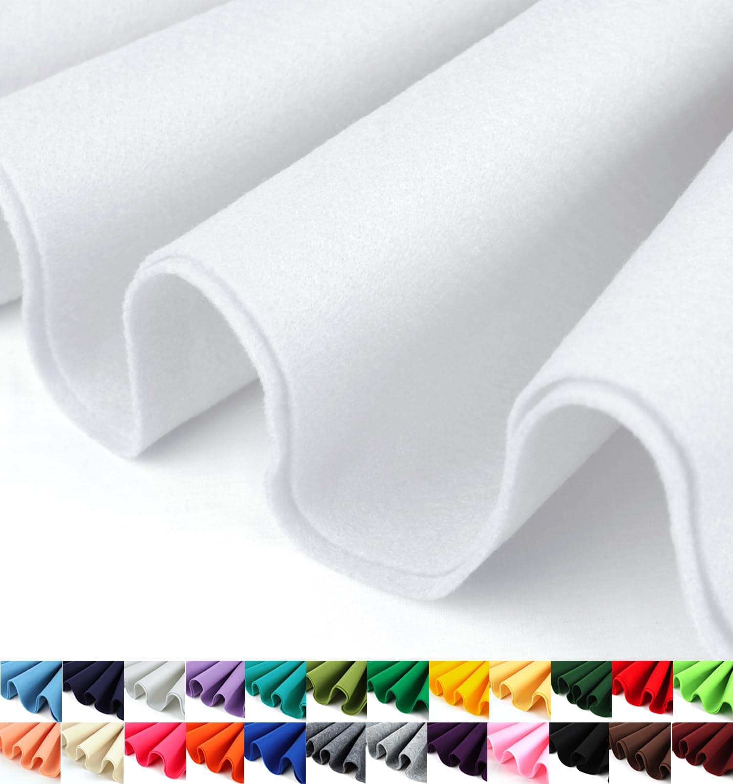 Felt Fabric | 72" Wide | 1.6mm Thick | Acrylic & Soft | Felt by The Yard | Felt for DIY Crafts, Projects, Sewing (White, Half Yard)