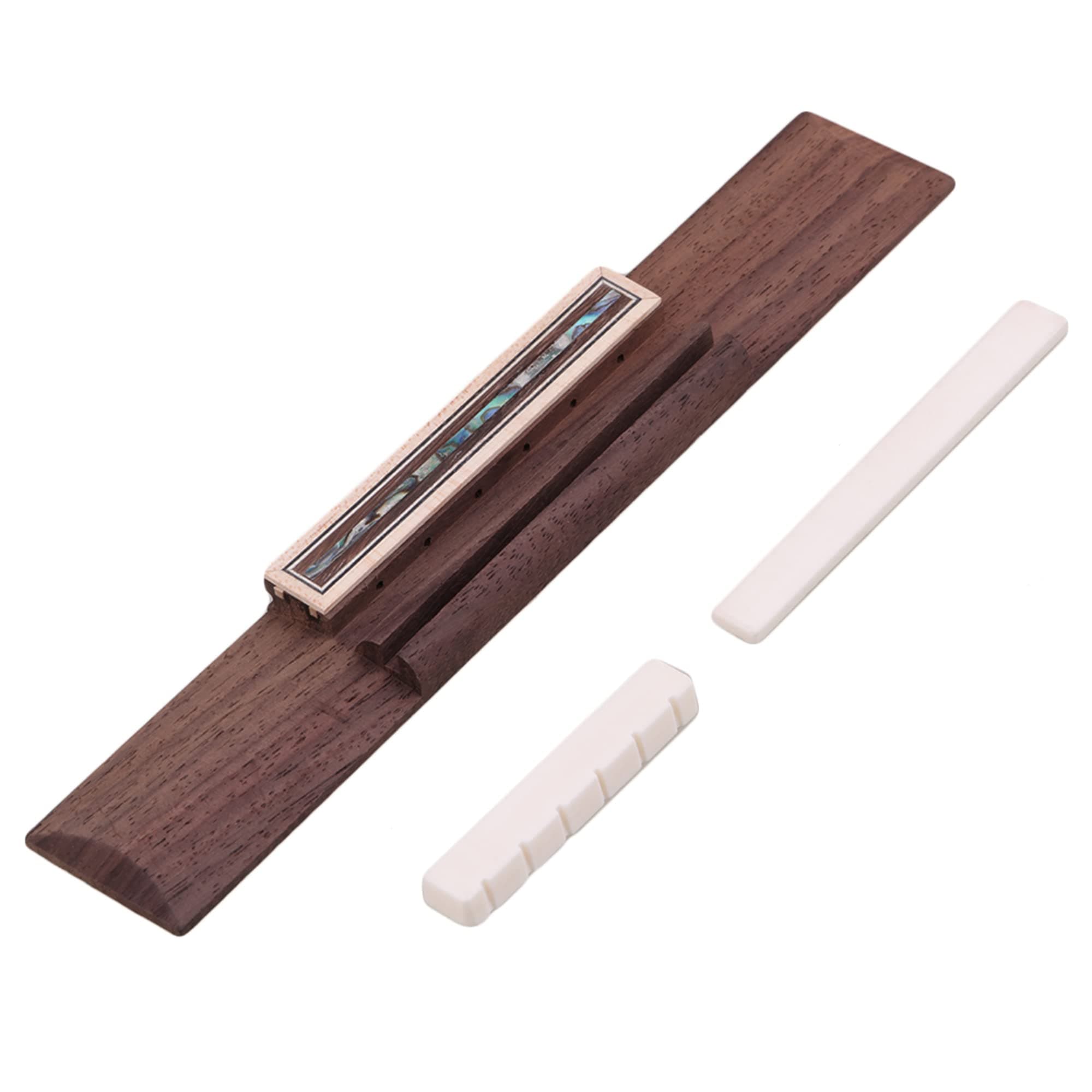 Rosewood Classical Guitar Bridge with Bone Saddle Nut Acoustic Guitar Replacement Part Set Abalone Shell 6 String