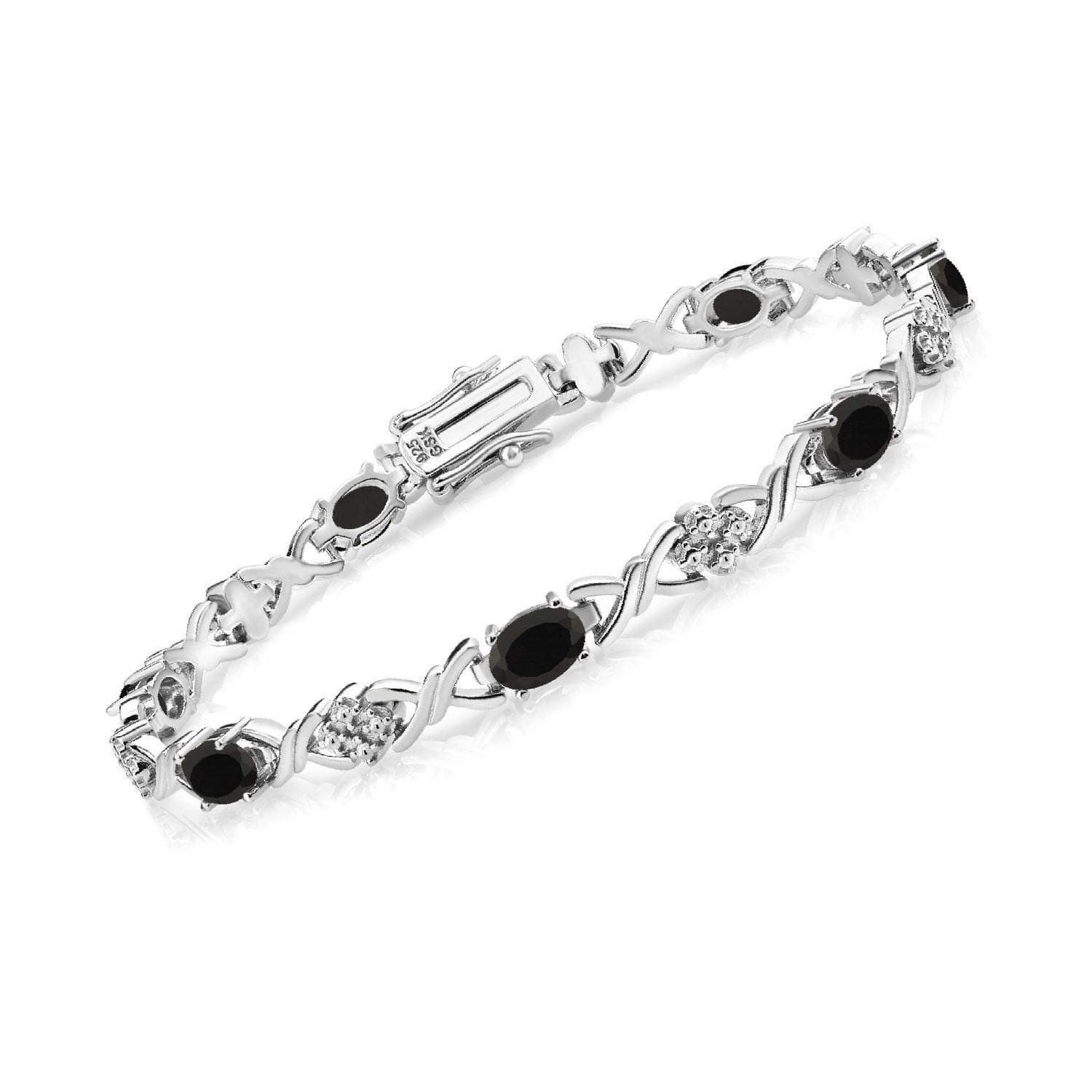 Gem Stone King 2-4 Cttw Infinity Link Gemstone Birthstone Tennis Bracelet for Women | 925 Sterling Silver | Oval 6X4MM | 7 Inch with Secure Clasp | Fine Jewelry for Her Mom Wife Anniversary