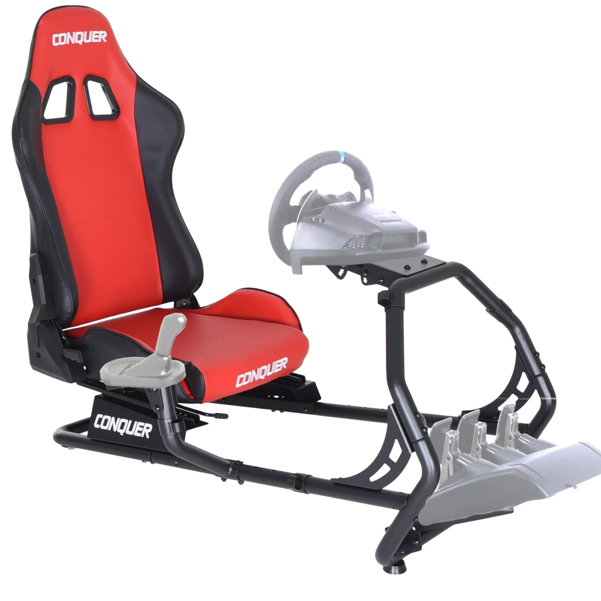 Conquer Racing Simulator Cockpit Driving Seat Reclinable with Gear Shifter Mount