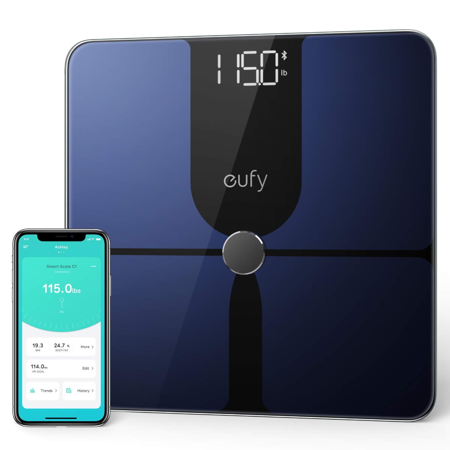 eufy Smart Scale P1 with Bluetooth, Body Fat Scale, Wireless Digital Bathroom Scale, 14 Measurements, Weight/Body Fat/BMI, Fitness Body Composition Analysis, Black/White, lbs/kg