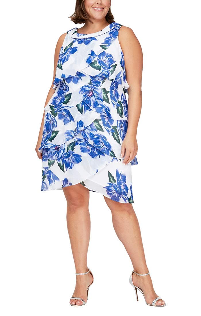 S.L. Fashions Women's Plus-Size Multi-Tier Dress