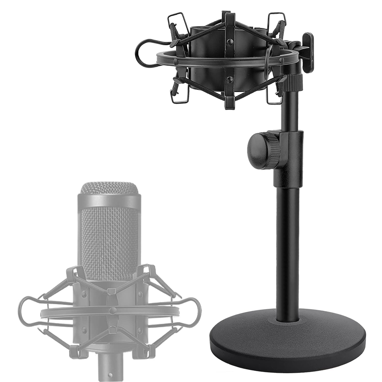 AT2020 Desktop Microphone Stand with Mic Shock Mount, Adjustable Table Mic Stand for Audio Technica AT2020 AT2020USB+ AT2035 ATR2500 Condenser Studio Microphone by Frgyee