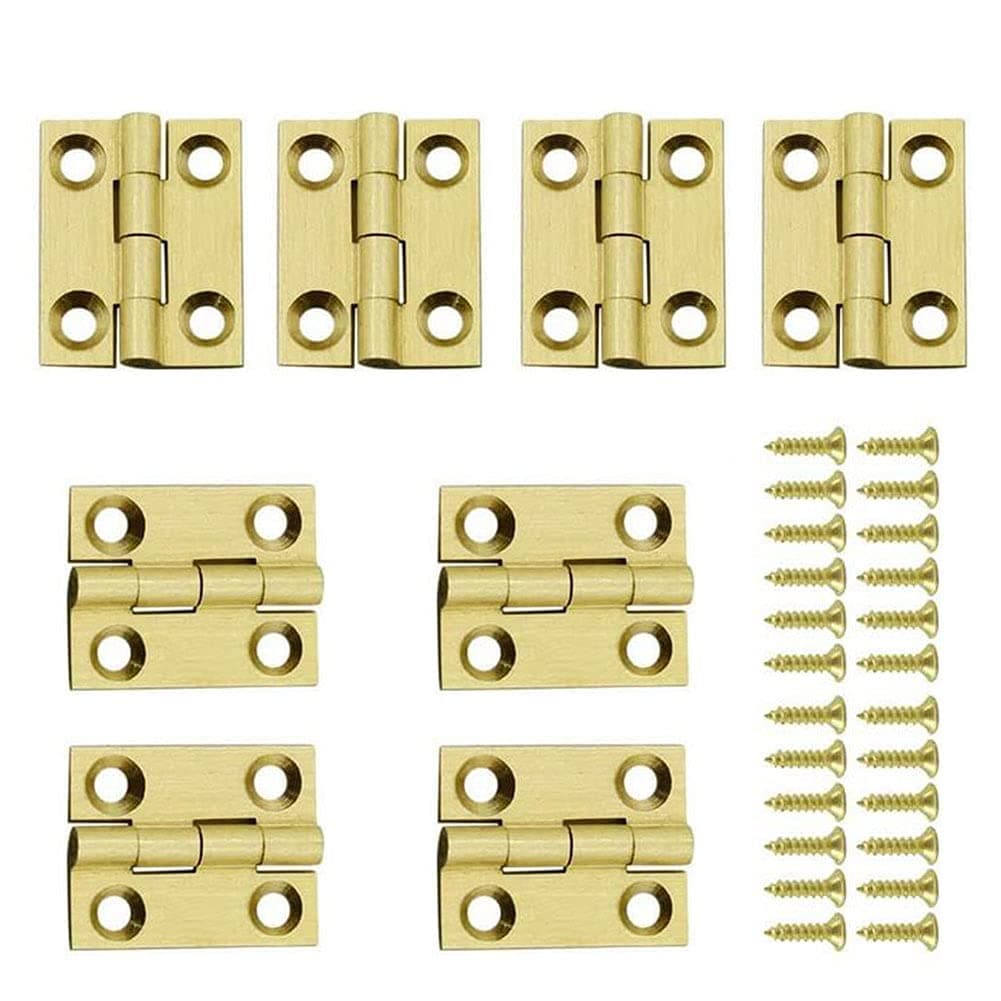 Jinyuanchao Mini Solid Brass Hinges for Cabinet Drawer, Jewelry Chest, Wood Box - 1/1.5/2.5 Inch, 8PCS (1 Inch)