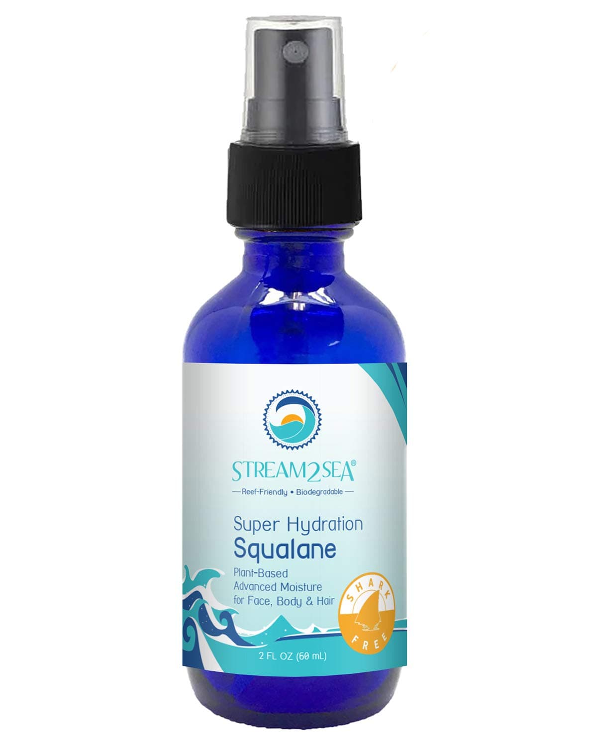 Squalane Olive Based, Reef Safe Certified Shark Free Plant Based Vitamin E Infused Face Moisturizer and Boosts Collagen Production, Biodegradable Skin and Hair Care, 2 Fl Oz