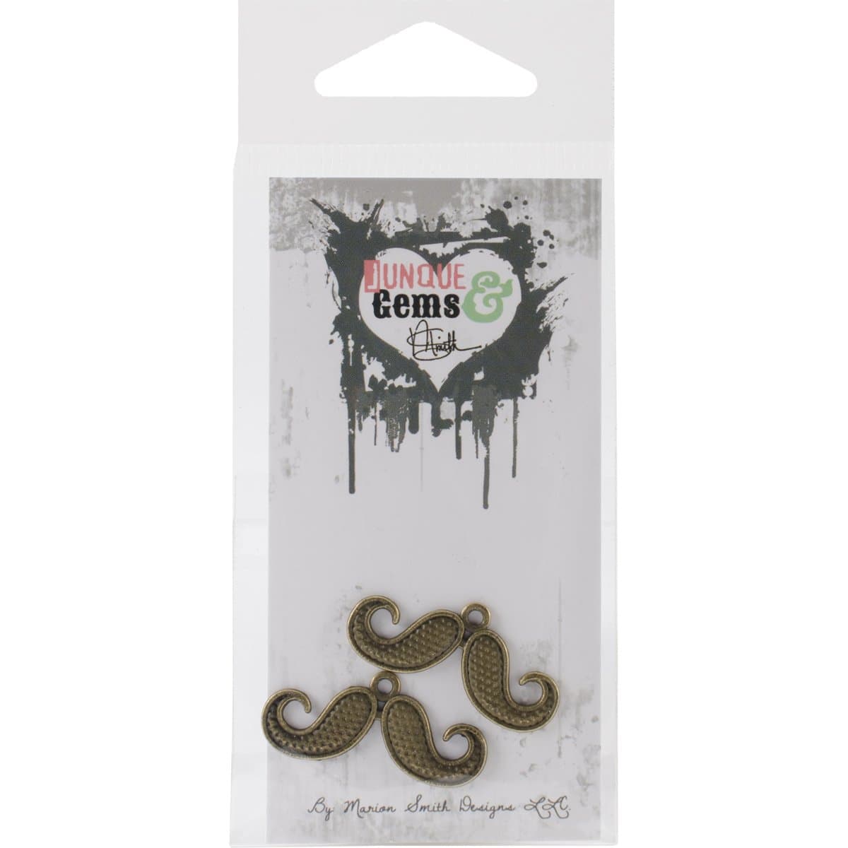 Marion Smith Designs MS101053 Junque and Gems Metal Embellishment, Mustache Charms, 2-Pack