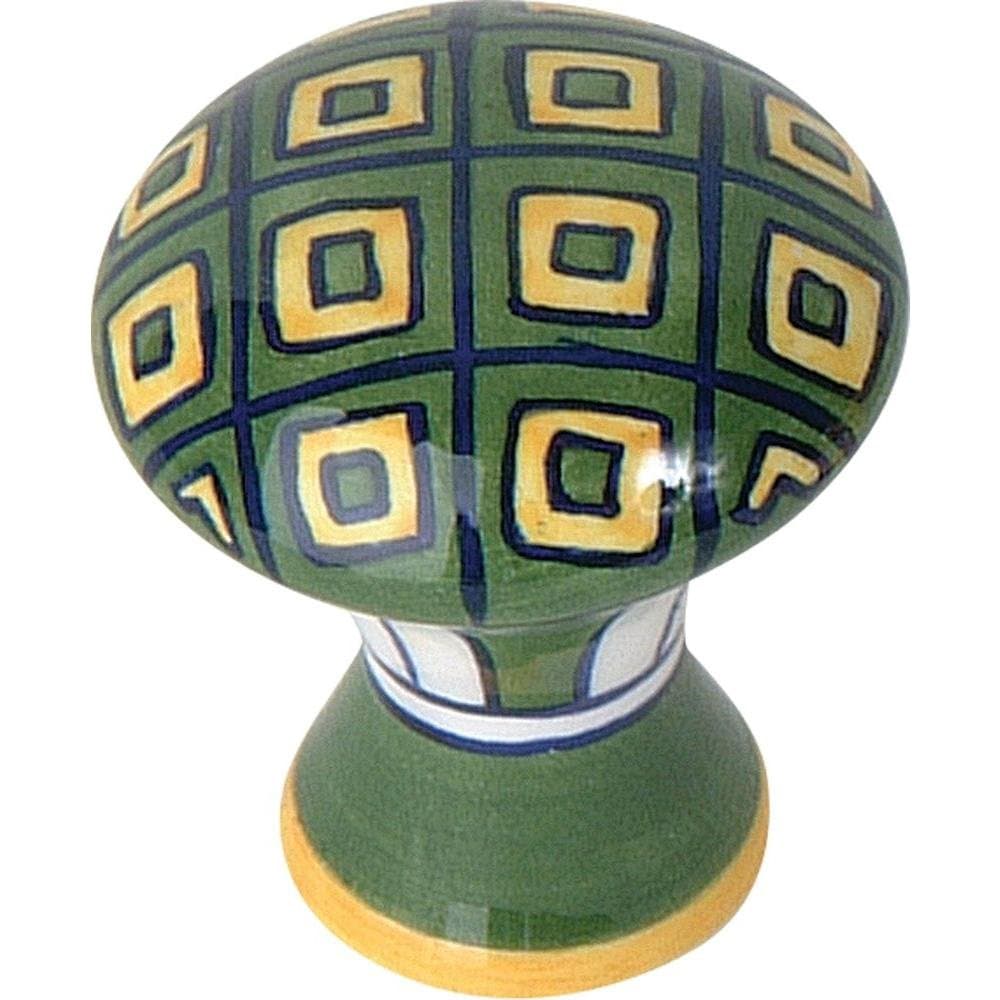 Atlas Homewares 3B100 1-3/4-Inch Green/Yellow Geo Ceramic Knob, Ceramic
