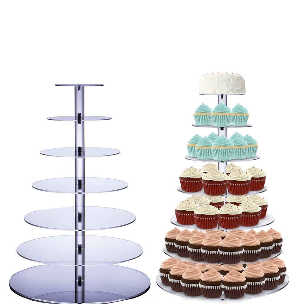 7 Tiers Cupcake Stand Round Acrylic Cupcake Display Cake Tower Dessert Stand Wedding Cupcake Stands for Wedding Birthday