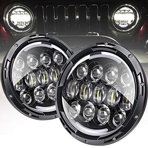 7 Inch 78W LED Headlights Fit 1997-2018 Jeep Wrangler TJ JK with Hi/Lo Beam, DRL and Amber Turn Signals Round Headlamps (Pair)