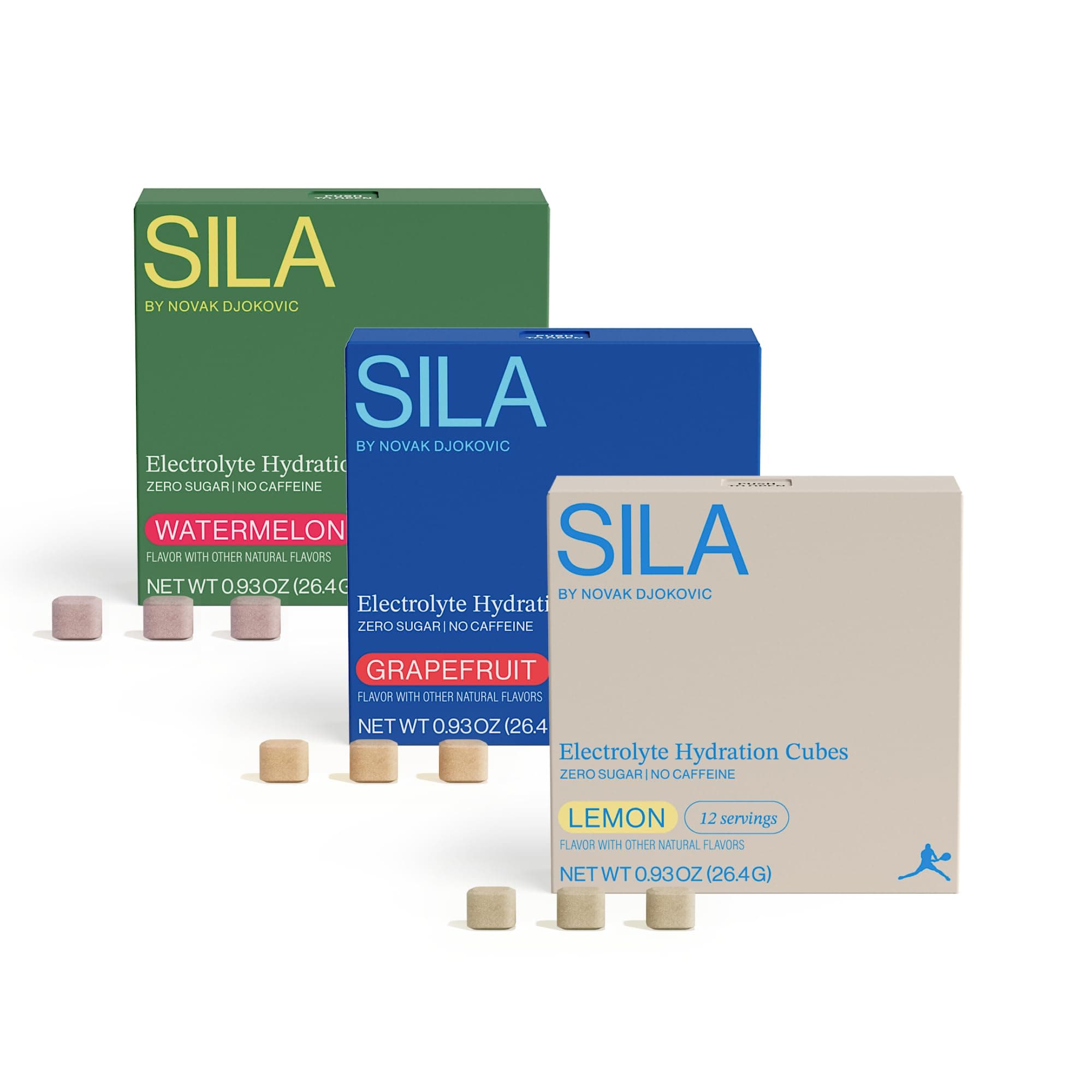 waterdrop® x SILA Hydration Set, Mineral Salts, Novak Djokovic: 4 Electrolytes, 9 Vitamins + Magnesium, 36 Cubes for Water, Lemon, Grapefruit and Watermelon, Sugar-Free Sports Drink