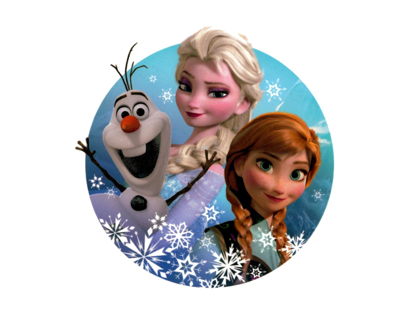 "Whimsical Practicality Disney Frozen Olaf, Anna, and Elsa Edible Icing Image Cake Decoration Topper fit 8 inch cake or larger