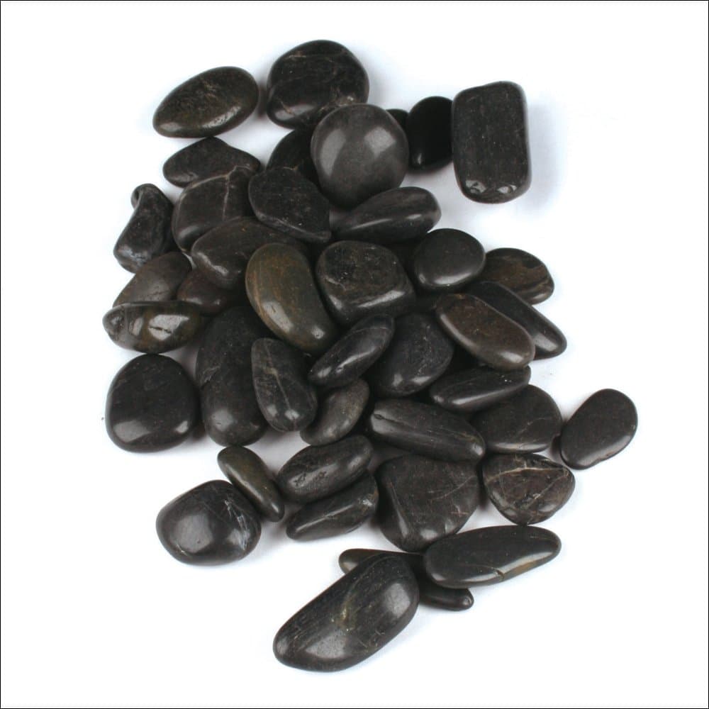30 Lbs Medium Polished Black River Rocks Garden Stones