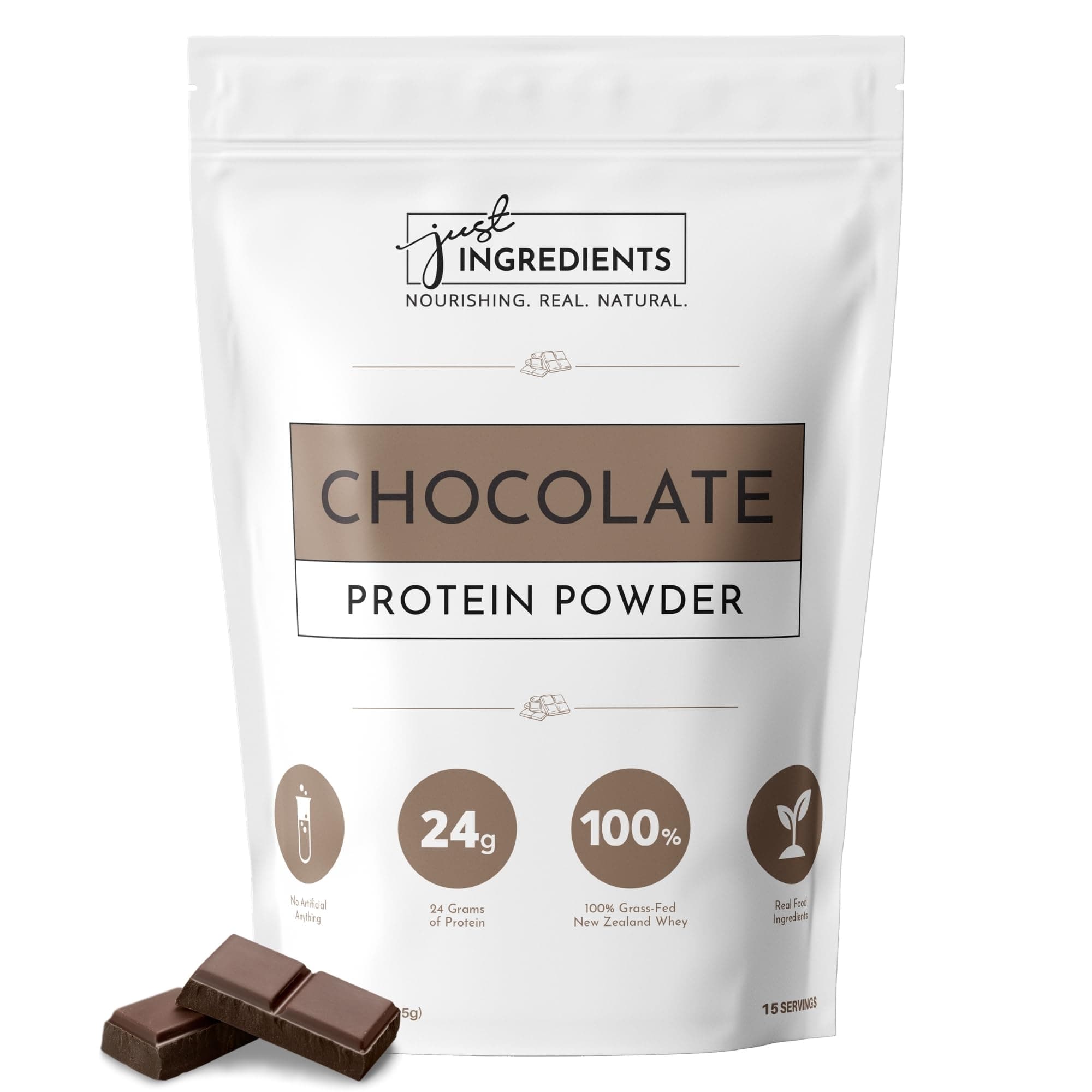 Protein Powder - Chocolate, Grass-Fed Whey, Organic Whole Food Blend, Gluten-Free, Keto-Friendly - 15 Servings, 24g Protein
