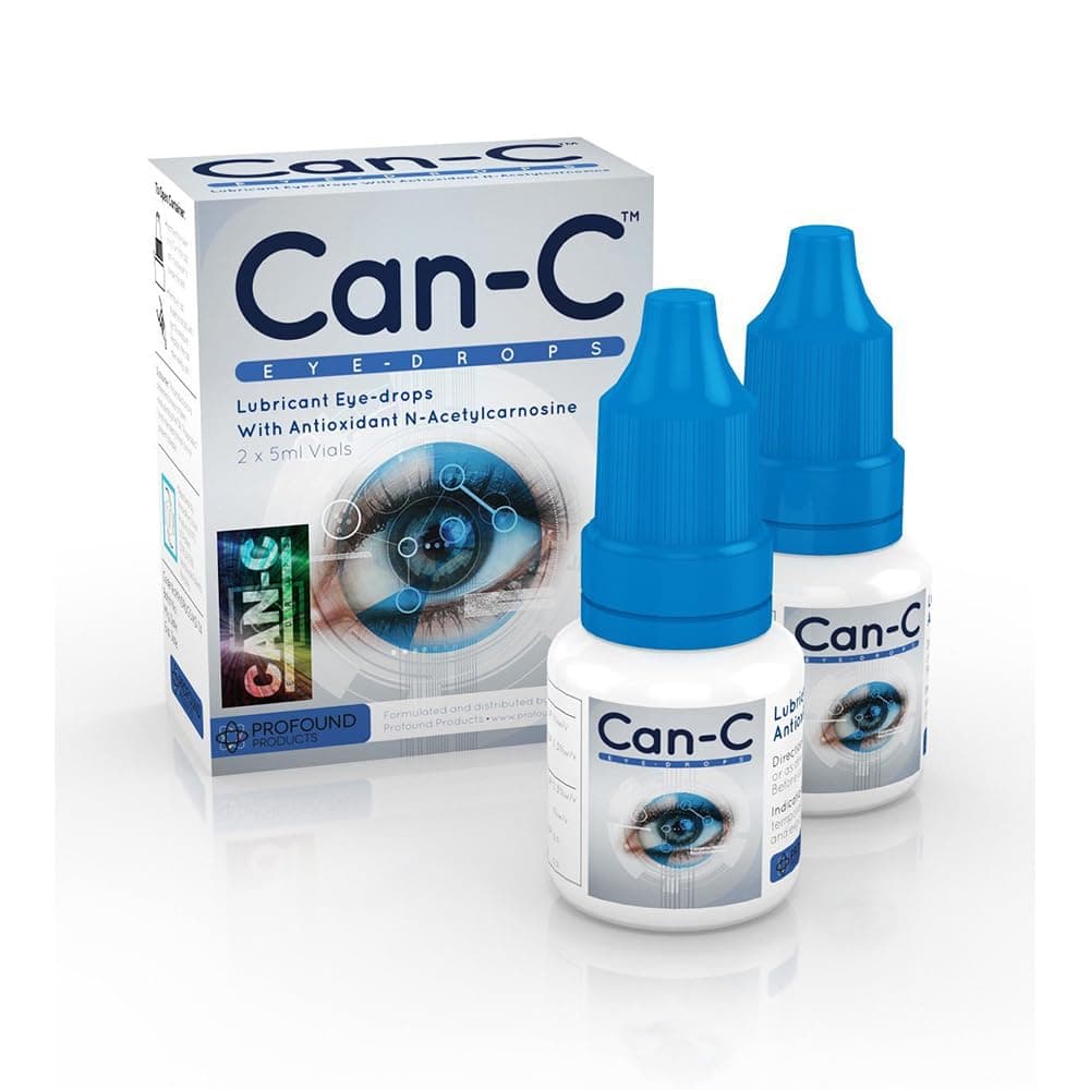 Can-C (N.A.C.) Eye Drops, Lubricant eyedrops with antioxidant n-acetylcarnosine. 2 Vials of 5 ml