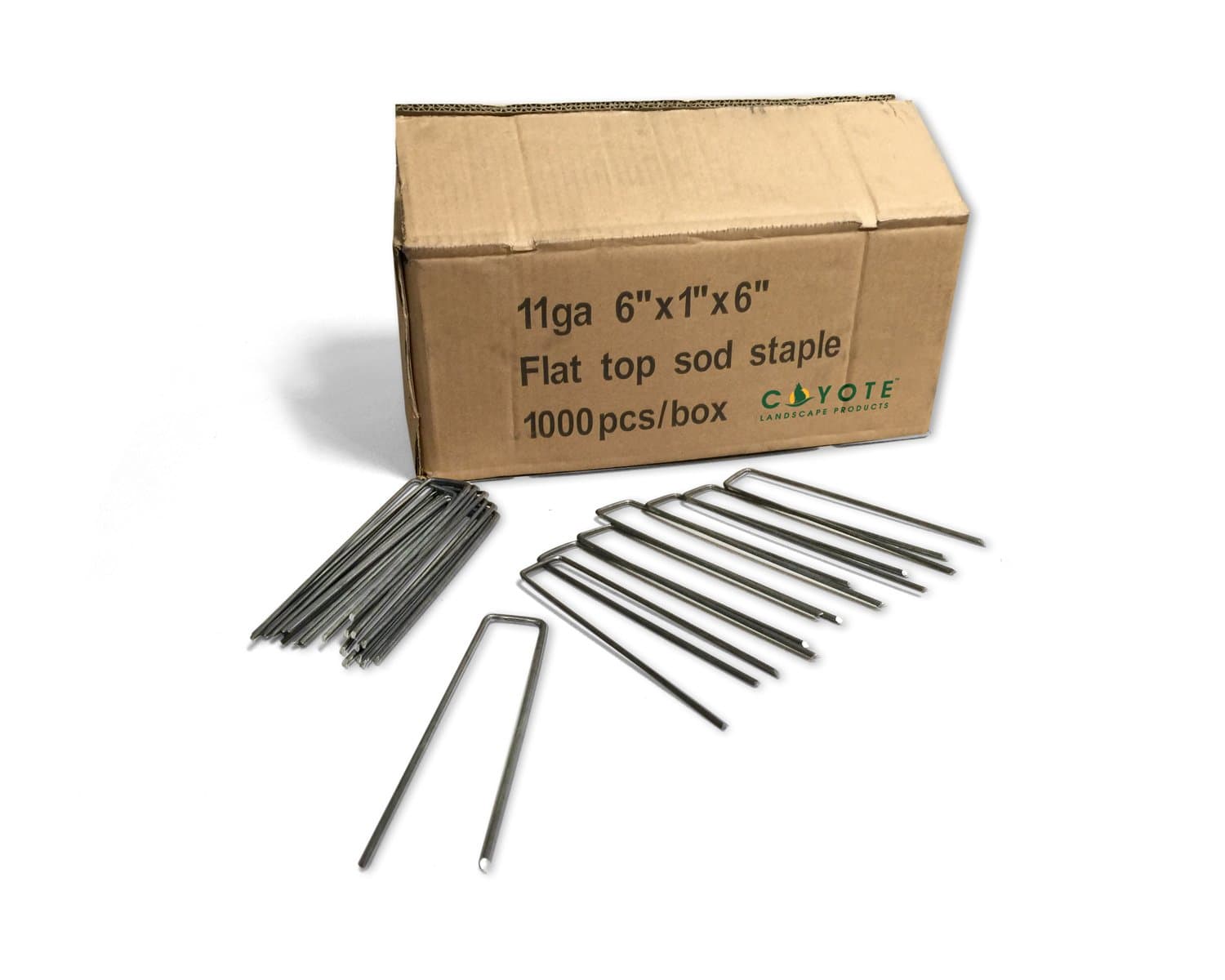 Coyote Landscape Products 1000 Piece Netting/Box Sod Staples, 6" x 1" x 6" x 11", Gray Raw Steel