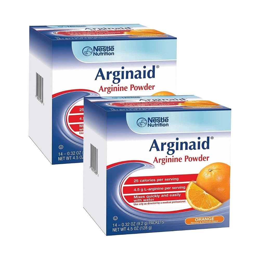 Arginine Powder Drink Mix, Orange - Nutritional Needs for Wound Care - 0.32 OZ Packets (14 CT/Pack) (Pack of 2)