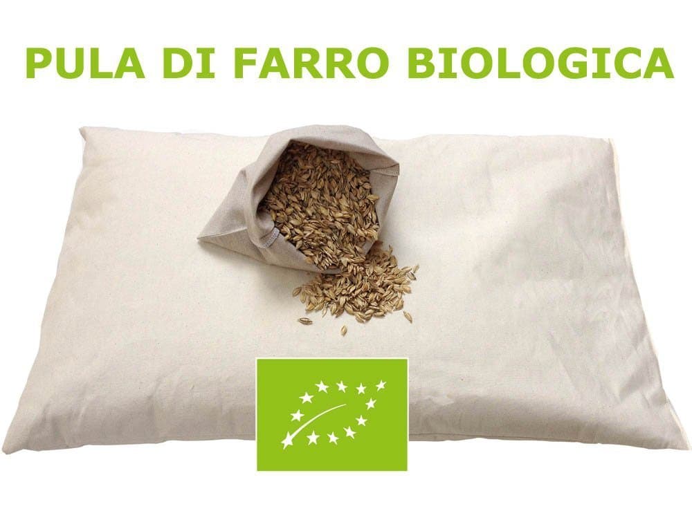 Bed Cushion Pillow with Organic Spelt Husk Filling, Cervical Pillow with Cotton Cover + Reusable Hygienic Bag 40_x_80_cm