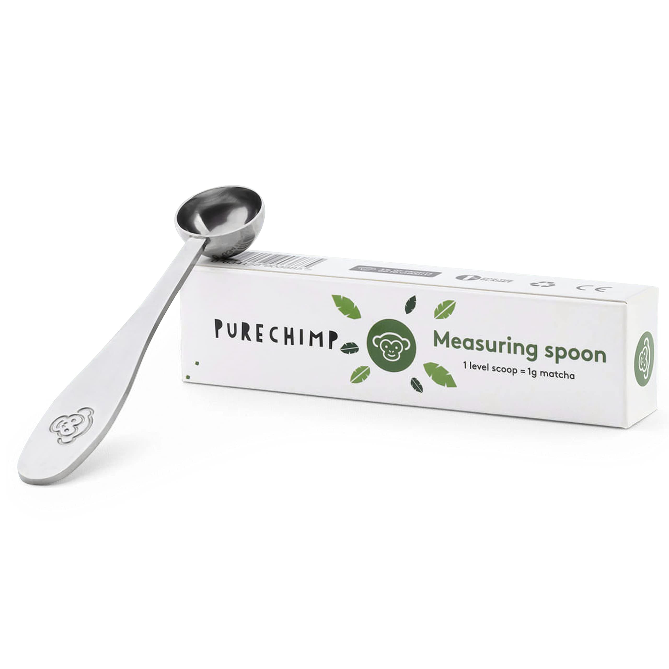 PureChimp Matcha Tea Scoop - 1 Gram Measuring Spoon for Matcha Green Tea Powder - Made with Stainless Steel Metal﻿