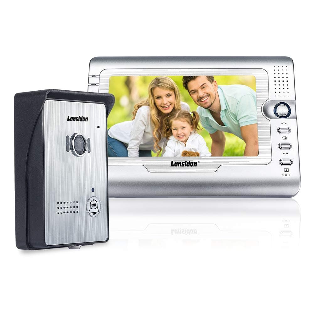 Lansidun Video Doorbell Two-Way Intercom 7 inch Wired Door Phone Kit Visual Entry System with Colorful Night Vision Camera, Monitoring, Remote Unlock for Home Security.