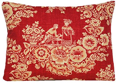 French Toile Design Accent Pillow Throw Case Rusty Orange Cushion Cover French Style Les Romantiques Marvic Fabric Vintage
