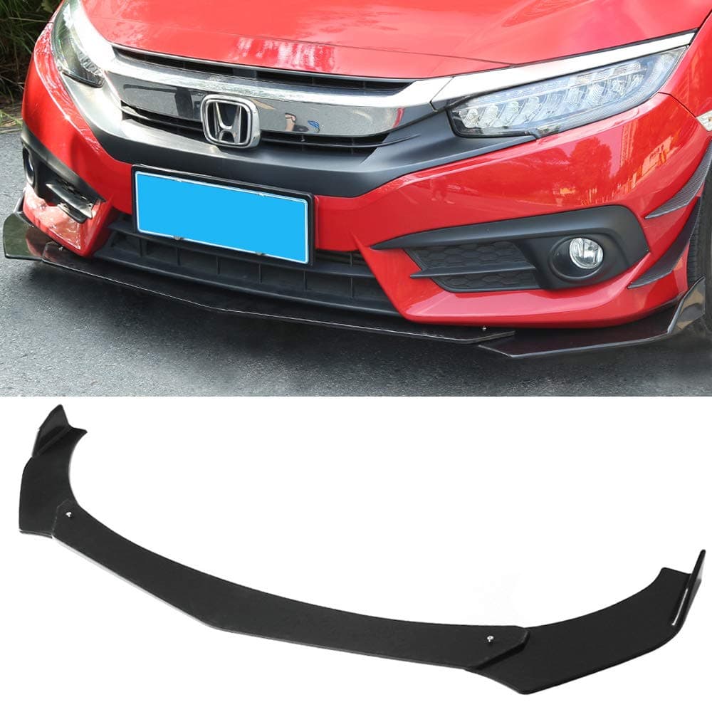 Kyostar Black Universal Front Bumper Lip Chin Spoiler ABS Front Bumper Lip Sopiler 3 Pcs Fits For Audi,Ford,BMW,Honda,Chevrolet,Toyota,Civic